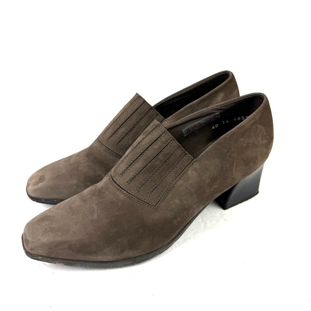 Arche‎ Shoes EU 40 Brown Nubuck Leather Slip On Heels Womens Made In France US 9